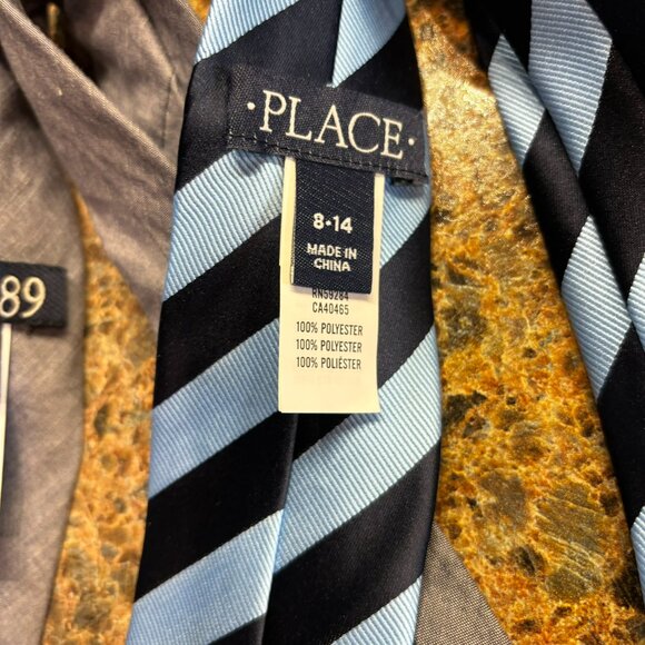 Boys Neck Tie Lot Bundle 6 Bow Ties Neck Ties Denim Stripes Bicycles Plaid 6-14 - Picture 3 of 7